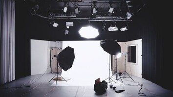 Photography equipment with lights and background